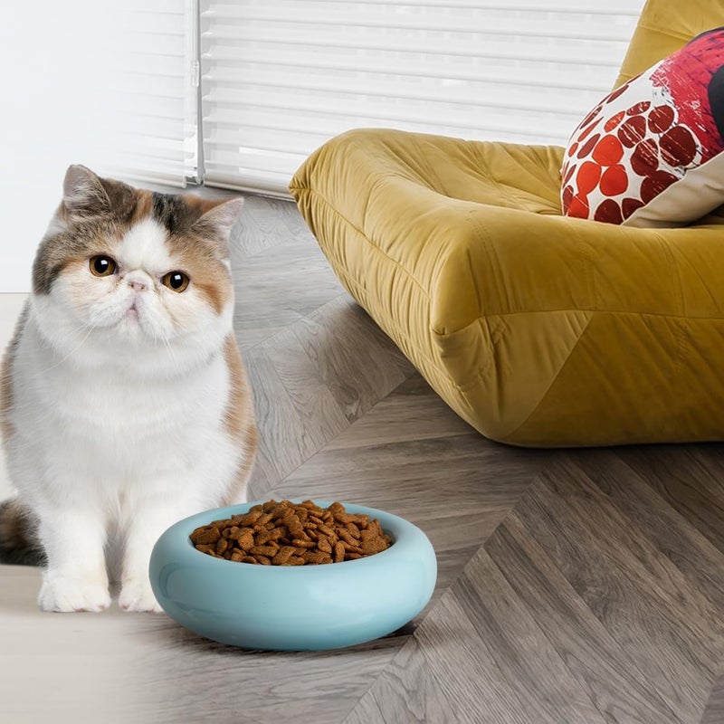 KTLECL 6.1 Inch Cat Bowls, 7 oz Ceramic Cat Food Bowl, Whisker Fatigue Relief Cat Bowl, Anti-Vomiting, Protect Spine, Perfect for Indoor Cats（Blue） - Image 4